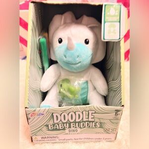 Baby Buddies Plush Rhino - White & Light Blue
